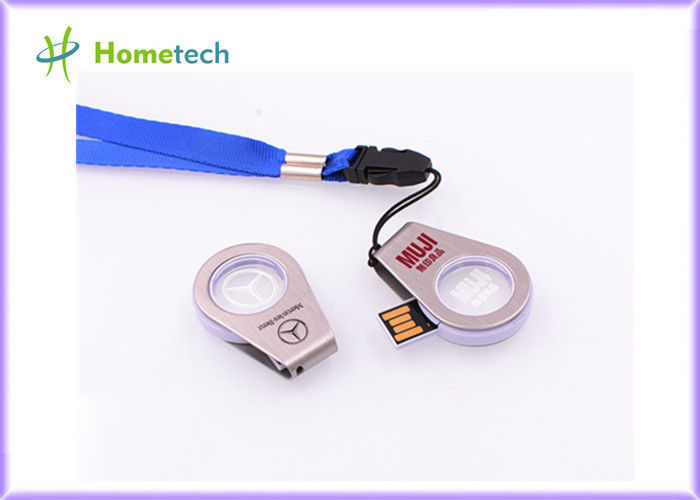 USB LED 빛에 가벼운 아크릴 소형 크기 금속/아크릴 회전대 USB 섬광 드라이브 기록병 지원 USB 2.0를 자전하는 360°
