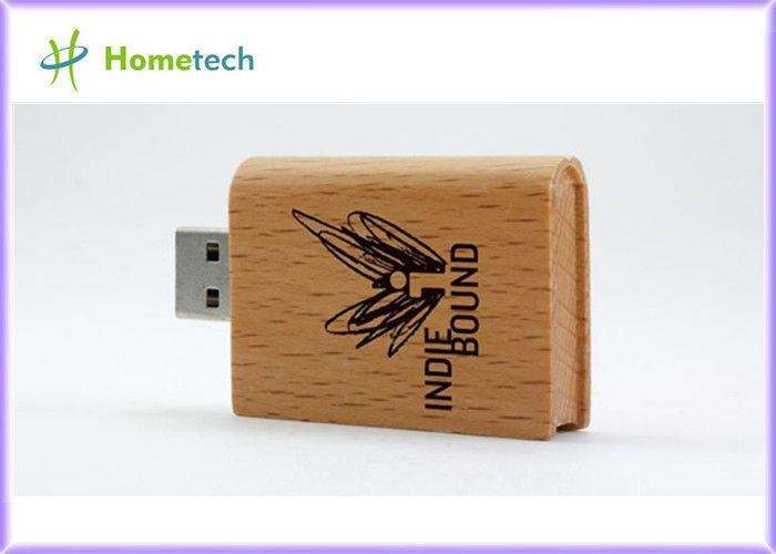 레이저 조각 로고 선전용 나무로 되는 USB 섬광 드라이브