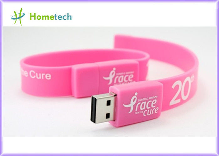 분홍색 실리콘 소맷동 USB 섬광 드라이브 실리콘 팔찌 USB 플래시 메모리, 다 색깔 USB 2.0 팔찌 기억 지팡이