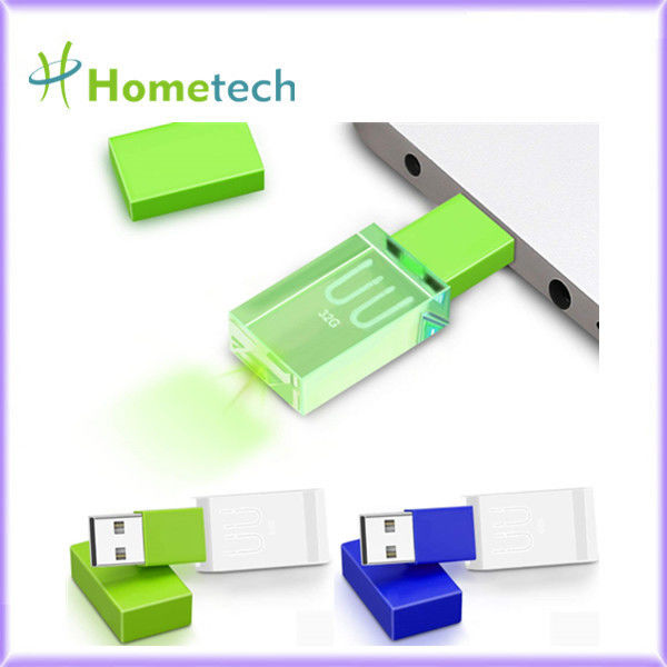 투명한 32GB 10 밀리바 / Ｓ 크리스탈 USB 플래쉬 드라이브 위로 워터포어브 크리스탈 Usb 플래쉬 드라이브 LED 라이트
