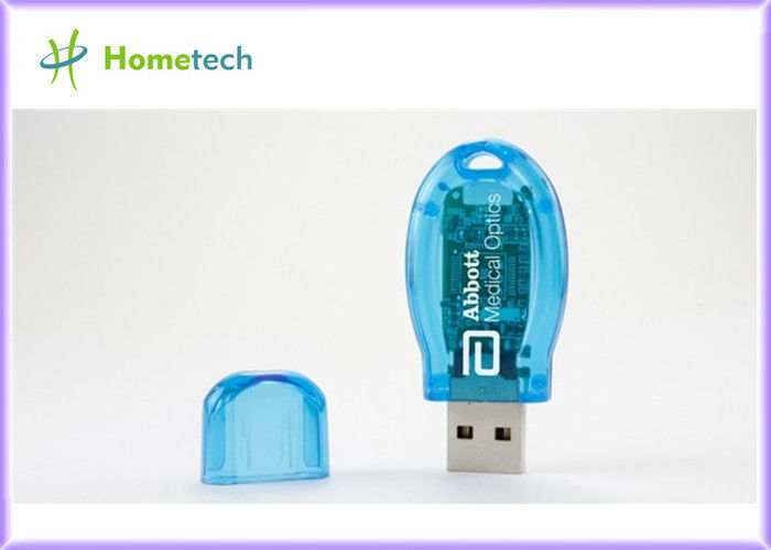 선전용 파란 색깔 투명한 플라스틱 USB 섬광은, USB 지팡이 몹니다