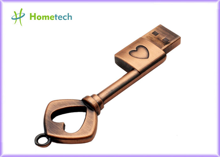 청동제 놋쇠 USB 2.0 금속 심장 키 모양 16GB 플래쉬 드라이브 펜 드라이브 메모리 스틱 USB 플래시 디스크 이동식 드라이브