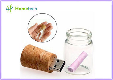 주문 병 Usb 섬광 드라이브 4GB 8GB에 있는 투명한 목제 유리제 메시지 온라인 제조