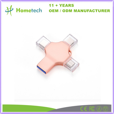 주문 4in1 고속 Otg USB 플래시 드라이브 8Gb 16Gb 32Gb 전화 USB 2.0 3.0 메모리 스틱 64Gb 128Gb 타입 C 펜드라이브 아이폰 온라인 제조