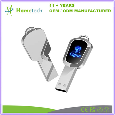 주문 LED 라이트 견고한 은 금속 USB 3.0 플래시 드라이브 데이터 저장 -40-85C A 등급 칩 온라인 제조