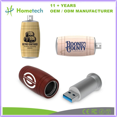 주문 Wood Color USB 플래시 드라이브 8GB-256GB 와인 버킷 모양 USB 2.0/3.0 인터페이스 온라인 제조