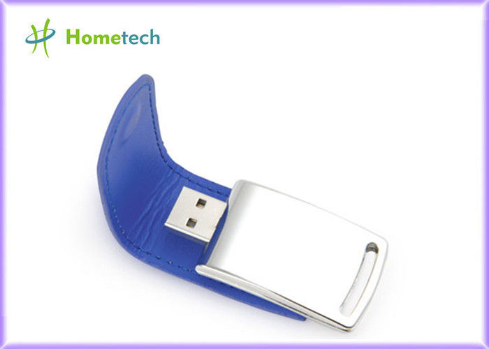 세륨 선전용 제품을 위한 파란 Eco 가죽 USB 플래시 디스크 4GB