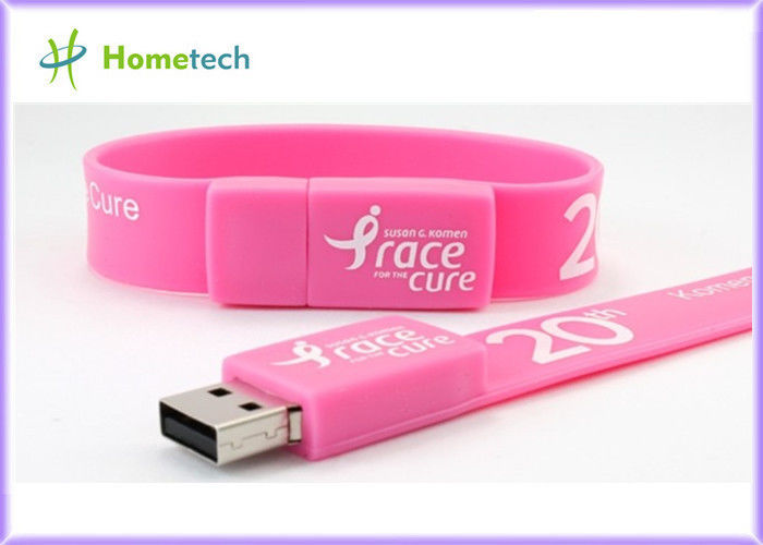 분홍색 실리콘 소맷동 USB 섬광 드라이브 실리콘 팔찌 USB 플래시 메모리, 다 색깔 USB 2.0 팔찌 기억 지팡이