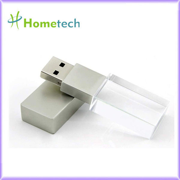 맞춘 법인 선물 글라스 USB 스틱은 USB 2.0 3.0 수정 LED 64GB 플래쉬 메모리 스틱을 펜드라이브