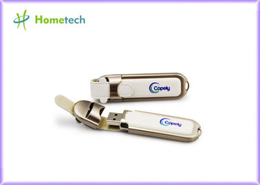 까만 가죽 USB 플래시 디스크 주문 인쇄, 주석 상자를 가진 참신 usb 2.0 펜 드라이브