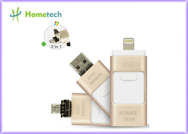 아이폰/PC의 1 년 보장을 위한 황금 OTG 전화 금속 32GB USB 기억 지팡이