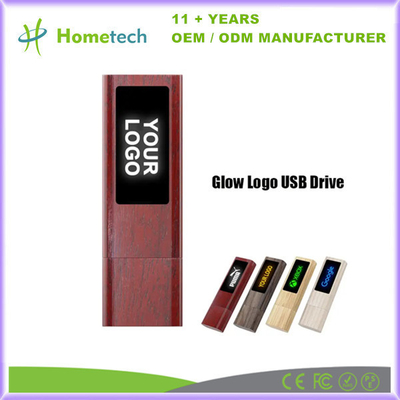 빛나는 나무 USB 플래시 드라이브 LED 라이트 나무 펜 드라이브 USB 메모리 스틱 8Gb 16Gb 32Gb 64Gb 128Gb