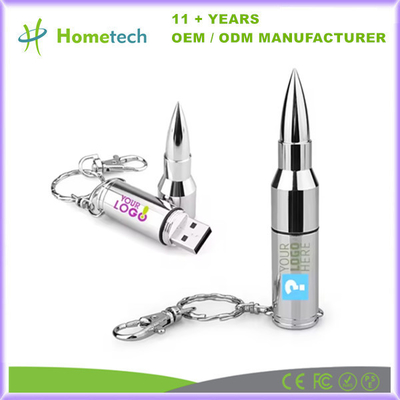 총알 모양의 금속 USB 플래시 드라이브 8GB-256GB 저장 용량 현대 디자인