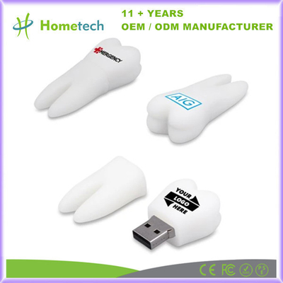귀여운 치아 모양 플래시 드라이브 저장 USB 2.0 인터페이스 U 디스크 메모리 스틱 16G 어린이 선물