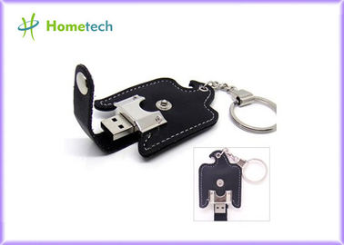 열쇠 고리 8GB USB 2.0 까만 가죽 USB 플래시 디스크 기억 지팡이