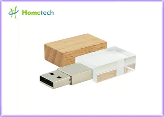 목제 LED 라이트 32GB 64GB 128GB 커스텀 로고 크리스탈 usb와 크리스탈 Usb 플래쉬 드라이브